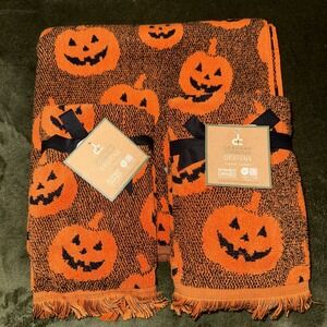Deborah Connolly Halloween Pumpkin Bath & Hand Towel Set 3pc